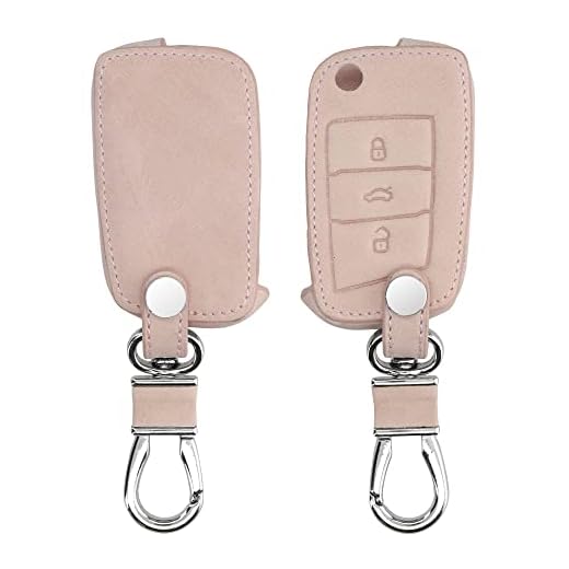 kwmobile Funda para Llave de 3 Botones para Coche VW Golf 7 MK7 - Cubierta de Cuero sintético - Case para Mando y Control de Auto en Oro Rosa
