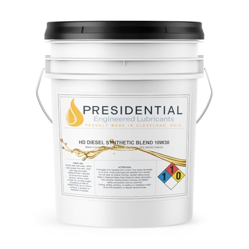 Presidential Heavy Duty Diesel Synthetic Blend 10W30 Motor Oil - For Engine Performance & Protection - Extended Drain Interval - Made in USA - (5 gal)