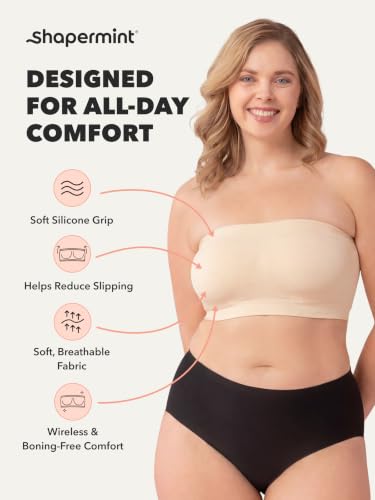 Image of SHAPERMINT Strapless Bra, No-Slip Wireless Bandeau with Sewn-in Cups