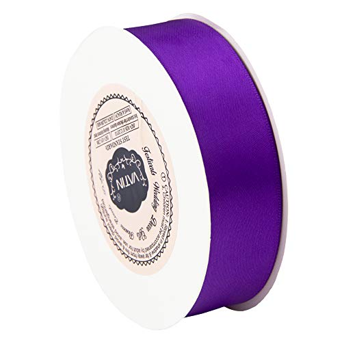 VATIN Double Face Bright Purple Satin Ribbon 1" Continuous 25 Yards,Purple Polyester Fabric Ribbon use for Bows Bouquet, Gift Wrapping, Floral Arrangement Wedding Decoration