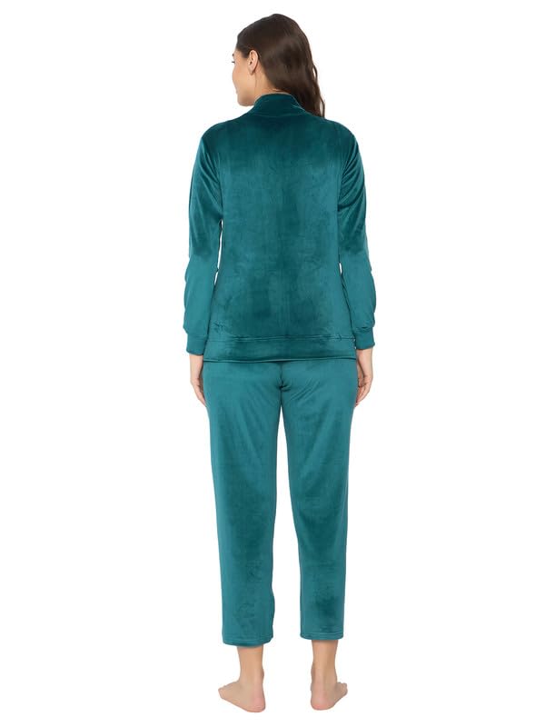 Clovia Conjunto de chaqueta y pijama chic básico para mujer, terciopelo
