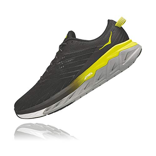 Hoka One 1106473-BEPR: Men's Arahi 4 Black/Evening Primrose Sneakers,8.5 D(M) US Men,Black/Evening Primrose
