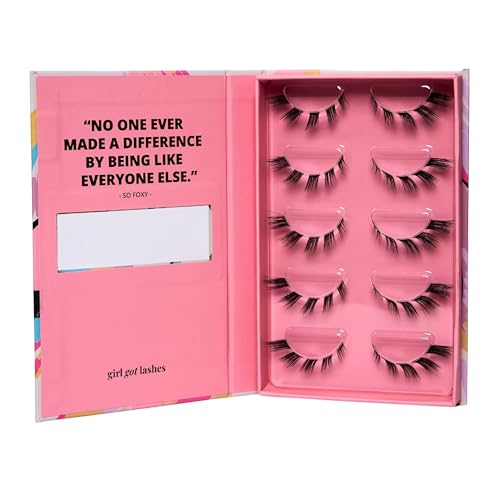 GirlGotLashes So Foxy - Extensiones de pestañas hechas a mano - Extensiones de pestañas para el hogar - 5 pares de pestañas - Pestañas con 5-7 días de duración - Vegano