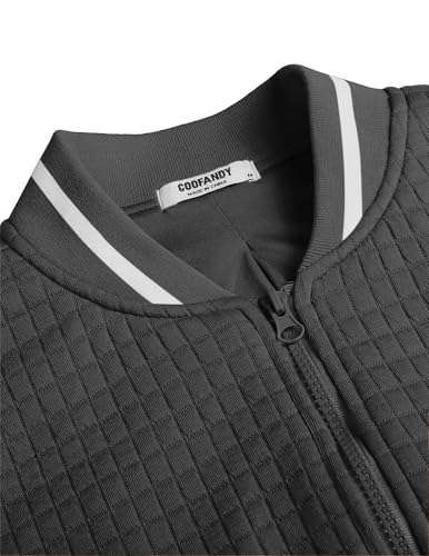 Coofandy Men'S Varsity Jacket Men Casual Knit Jacket Fashion Bomber Lightweight Coat thumb #3