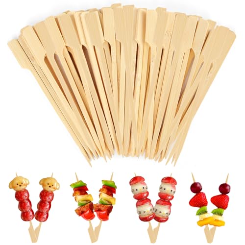 300 Pièces Pique Brochette Bois, 12CM Brochettes en Bambou pour Barbecue, Pic Brochette Bois pour Cocktails, Burger, Fruits, Pique Aperitif, Grillades,...