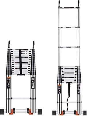 Telescoping Ladder 20FT/18FT/16.5FT, Aluminum Extension with Hooks & Stabilizer Bar, 330lbs Capacity, for RV, Home, Loft, Attic, Outdoor Use
