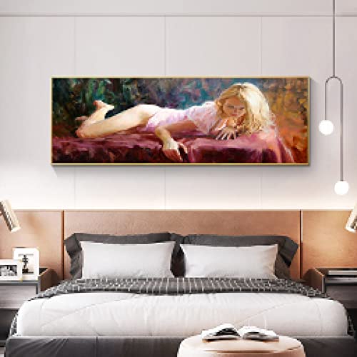Portrait peinture sur toile femme blonde affiche sexy sans cadre