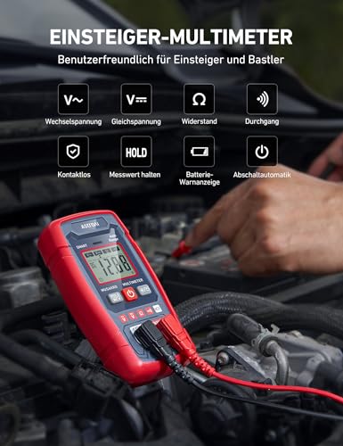 AstroAI Multimeter voltmeter 4000 Counts, Smart Messmodus, Digital Voltmeter mit automatischer Bereichswahl, Schnelle präzise Messung von Gleichspannung, Wechselspannung, Widerstand, Durchgang, NCV