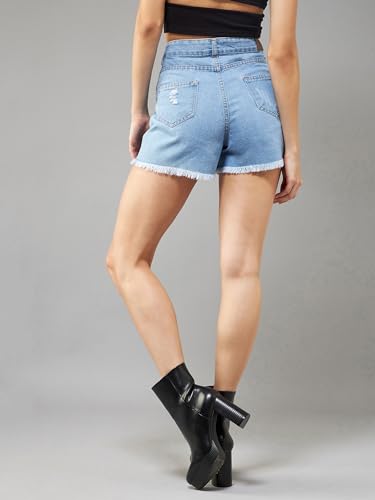 Image of Dolce Crudo Women's Regular High Rise Stretchable Denim Shorts