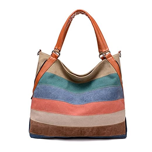 FANDARE Tela Borsa Tracolla Spalla Tote Donna Borsa a Mano Messenger per Shopping Viaggio Partito Work Crossbody Bag Multicolore a Righe A