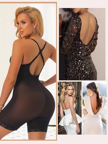 Image of JOYSHAPER Bodysuit for Women Tummy Control Deep U Plunge Shapewear Backless Full Body Shaper Strapless Corset Body Suit Top