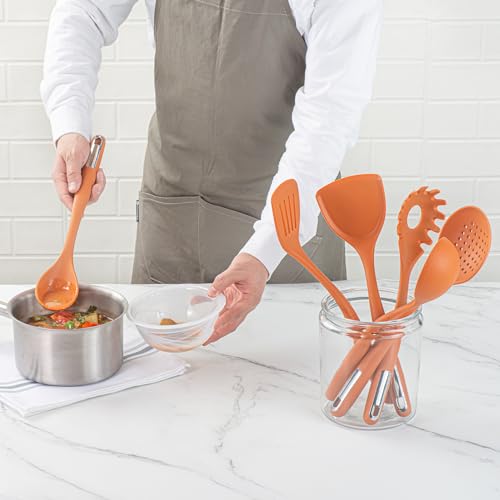 Restaurantware Silicone Utensil Set Pack of 1 Non-Slip Handle 6-Piece Kitchen Tool Set, Heat-Resistant Dishwasher-Friendly Cooking Accessories, Durable Orange Cooking Utensils by Restaurantware - Used condition - Image 5