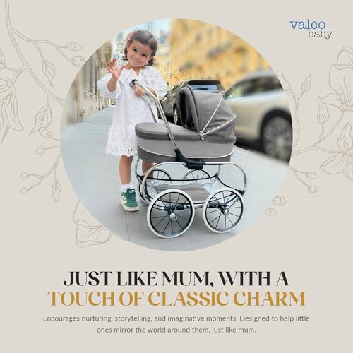 Toddler Baby Doll Stroller | Removable Bassinet for Easy Transport | Stroller Toys for Kids | Promotes Creativity & Imaginative Play | Classic Denim Blue, 19\" | Fits a Variety of Dolls | Valco Baby - Thumbnail 4