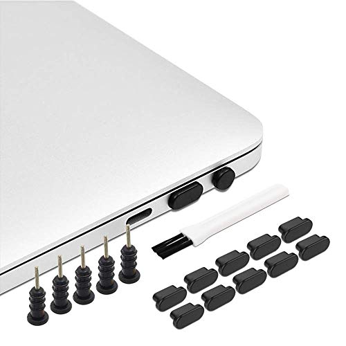 PortPlugs USB-C Dust Plug Set - Includes Carry Case & Cleaning Brush for Steam Deck Pro 14, 16, Air 13 & USB C Android Phone | Black (17 Piece)