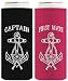 Captain First Mate Nautical Sailing Couples 2 Pack Ultra Slim Can Coolie Drink Coolers Coolies Multi