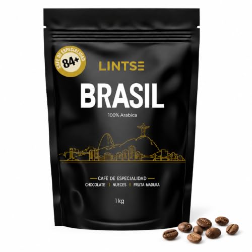 LINTSE Cafe en Grano Natural 1kg Brasil, Cafe Especialidad, 100% Arábica