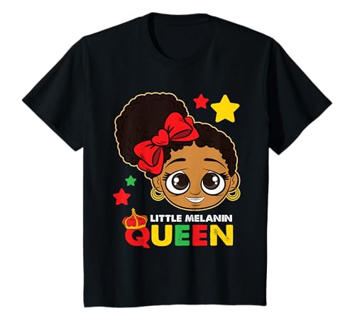 Kids Little Melanin Queen Black History Month BLM African Girls T-Shirt