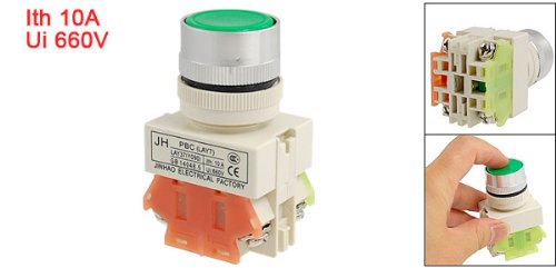 Sourcingmap AC 660V 10A Green Sign Latching Push Button Switch 22mm 1 NO 1 NC 4 Terminal - Image 2