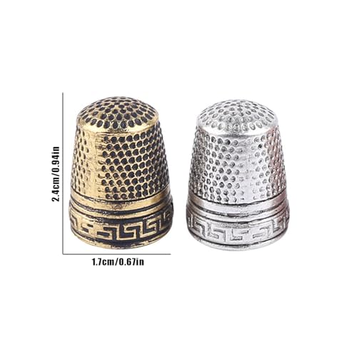 Sewing Thimble, 2 Pieces Stainless Steel Sewing Tailor Finger Protector Quilting Thimble Finger Shield Ring Fingertip Quilting Craft Accessories