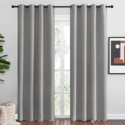 Image of NICETOWN Silver Grey Room Darkening Curtain Panels 86 inch Long for RV, Play Room, Studio, Heat Block Out and Keep Warm Drapes Window Treatment Drapes for Doorway Entryway Patio (55 inch Width, 2 Panels)