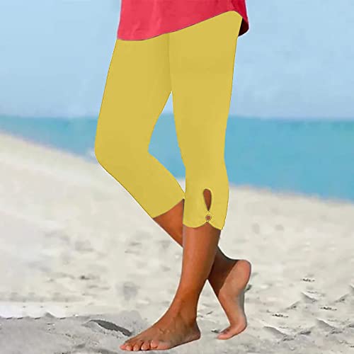 Capri Leggings For Women Flower Print Summer Beach Vacation Joggers Compression Yoga Running Workout Tights Pants #TOP1