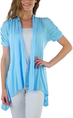 Image of ToBeInStyle Womens Open Front Casual Shrug Lightweight Layering Cardigan Sleeveless or Short Sleeve