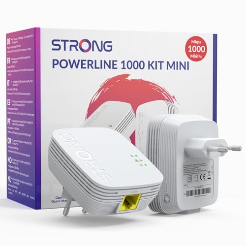 STRONG CPL AV1000 Mbps, Box CPL HomePlug AV2, Plug & Play avec Bouton Pair, Ports Ethernet Gigabit, Mode économie d’énergie, Design Miniature, Kit de 2