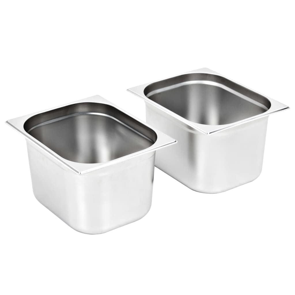 SKM Gastronorm 50890 - Recipiente para gastronomía (2 unidades, GN 1/2, 200 mm, acero inoxidable, peso: 2,75 kg)