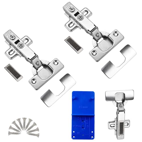 2 Stück Schrankscharniere, 110 Grad Küchenschrank Scharniere, Topfscharniere 35mm, Softclose Scharnier, Möbelscharniere, für Küchenschrank, Schranktür, Kleiderschrank (Edelstahl)