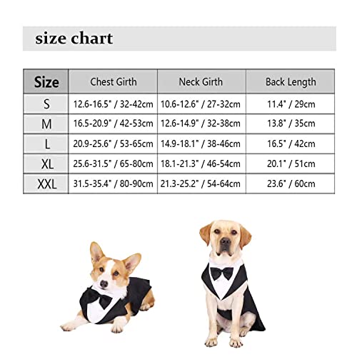 Dog Formal Tuxedo Suit, Dogs Tuxedo Costume Pet Wedding Party Outfit Suit, Dog Apparel Collar Bowtie Shirt For Large Medium Dogs Prince Golden Retriever Samo Bulldogs Tuxedo Outfit (Small) #TOP1