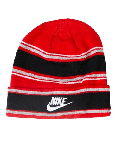 Image of Nike Big Kids Stripe Beanie & Gloves 2-Piece Set - Black /Red - One Size Fits All (8-20)