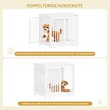 Hzuaneri Hundekäfig Möbel, 69 cm Hundebox, 2 Türen, Moderne Hundekäfig Indoor für kleine/mittlere/große Hunde, Beistelltisch, Hundebox für Zuhause 69 × 49 × 64,5 cm, Weiß DFC84313W