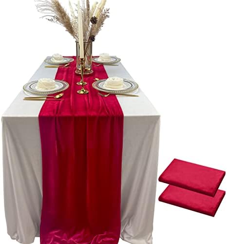 Luxurious Velvet Table Runner, 10ft Wedding Reception Decorations, 20x120inch Soft Velvet Fabric, Table Linen Overlay, Wedding Table Runners(Emerald Green, 20X120inch)
