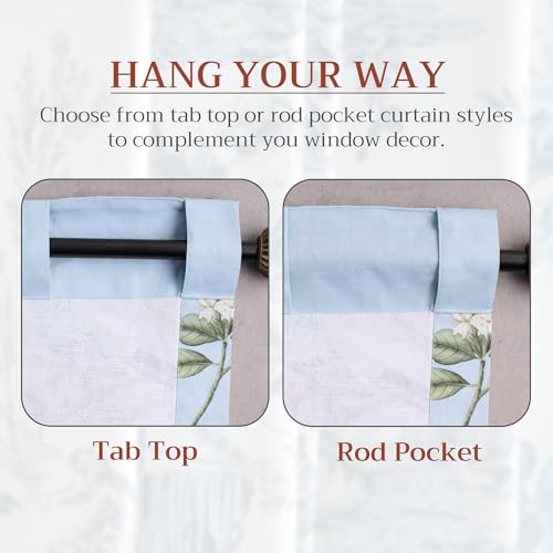 Image of Maison d' Hermine Curtains for Living Room 100% Cotton 50 inchx124 inch (Pack of 1) | 124 inches long Light Filtering Curtains for Windows Bedroom with Rod and Loop Pockets - Canne - Pastel Blue