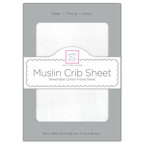 Image of SwaddleDesigns Softest Cotton Muslin Fitted Crib Sheet /Toddler Sheet for Baby Boy & Girl, Pure White