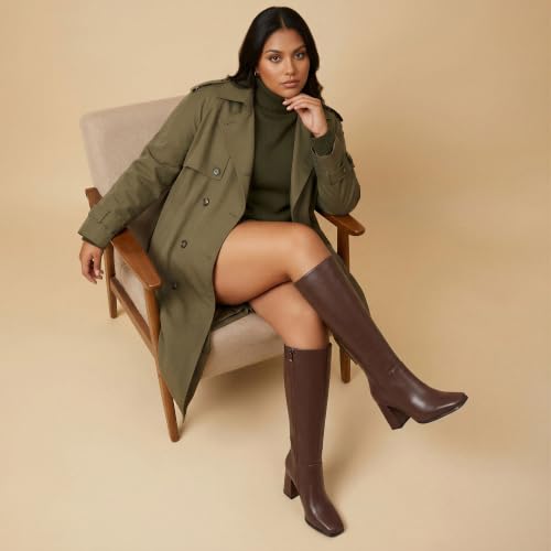 Image of Modatope Knee High Boots Women Square Toe Chunky Heel Fashion Tall Boots | Block Heel Gogo Boots with Side Zipper,Fashion Heeled Fall Winter Boots,Long Dressy Boots for Women