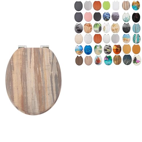 18" MDF Toilet Seat Universal Adjustable Fit Most Toilets Oval Seat┃Bathroom Standard Wooden MDF Toilet Seat | WC SEAT +Fittings (Natural Wooden)
