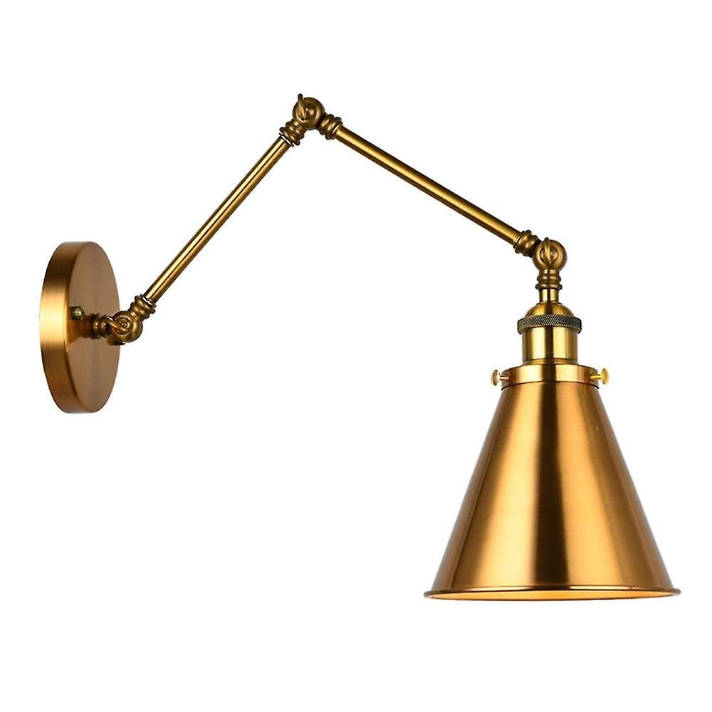 JOYHAPPST Industrial Wall Sconce Light Brass Cone Shade Wall Light with Adjustable Arm for Indoor Home Bar Wa