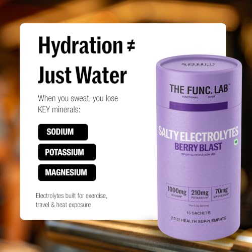 Image of The Func. Lab Daily Electrolytes - Salty Berry Blast | 15 Sachets | Instant Hydration Powder with Sodium, Potassium, Magnesium | Sugar-Free, No Preservatives | Instant Energy, Performance & Recovery Drink