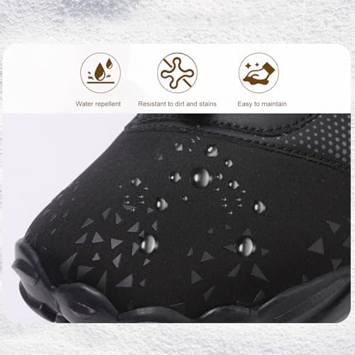 Image of Winter Footwear Barefoot Shoes Women Men Zero Drop Barefoot Hiking Boots Slip On Warm Waterproof Snow Boot Minimalist Wide Toe Ankle Booties Five Finger Hike Shoes Outdoor