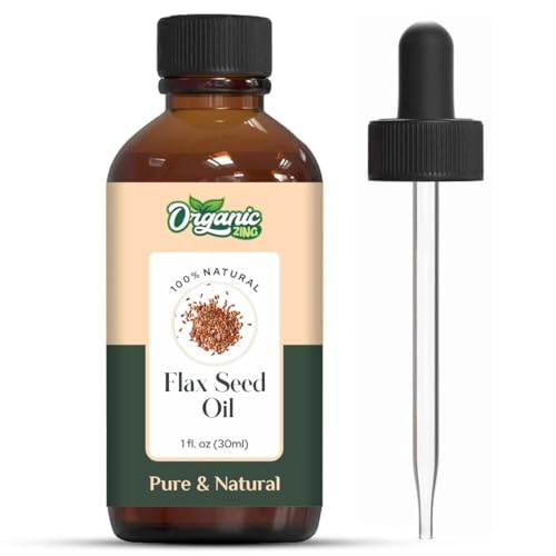 Image of Organic Zing Flax Seed Oil 30 ml (1.01 fl oz) - Cold Pressed High Omega-3 ALA Carrier Oil for Skin Barrier Formulations & DIY Skincare Blends