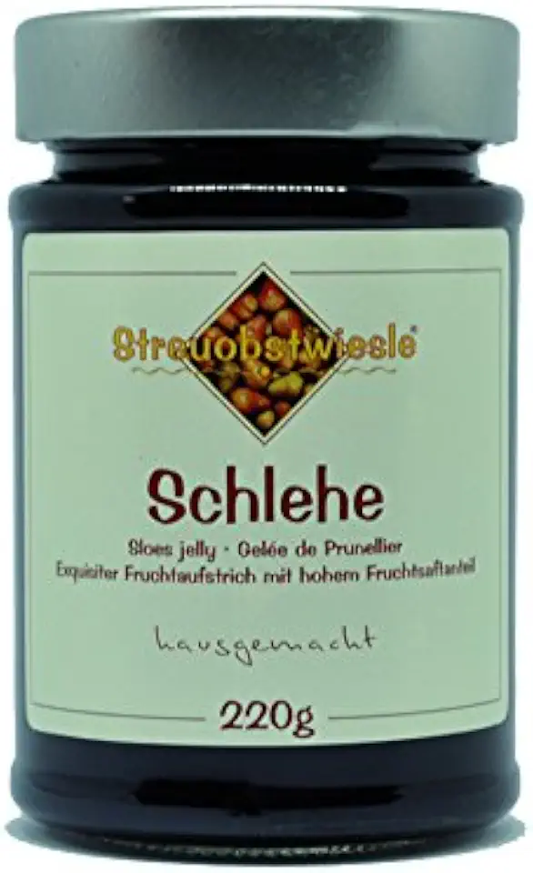Streuobstwiesle Schlehe - 220 g Exquisiter Schlehen Fruchtaufstrich Gelee - mit hohem natürlichem Fruchtsaftanteil