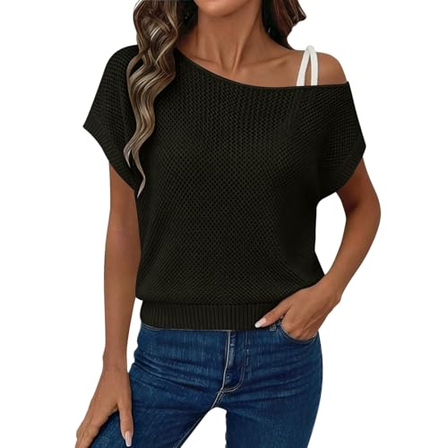 Street Style Knitted Off The Shoulder Swimwear Top – Top de baño de Punto con Hombros caídos, Urbano y Moderno, para la Playa, combina con Pareo a Juego