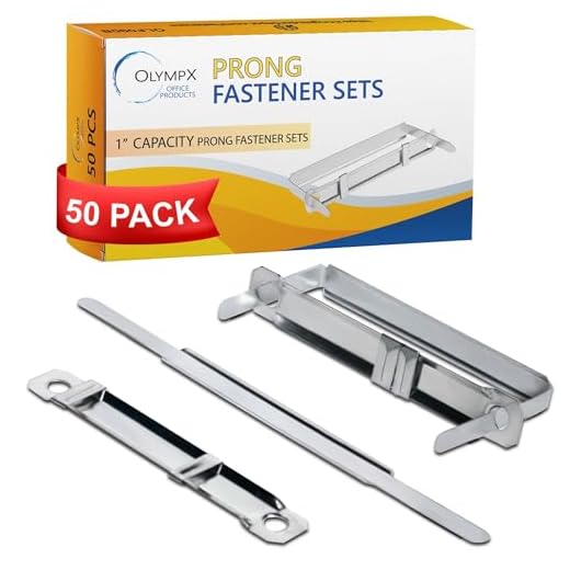 1 Inch Capacity Premium Prong Paper Fastener Complete Set, 2.75 Inch Base with Standard 2-Hole Punch for Home, Work, and School, by Olympx (50 per Box)