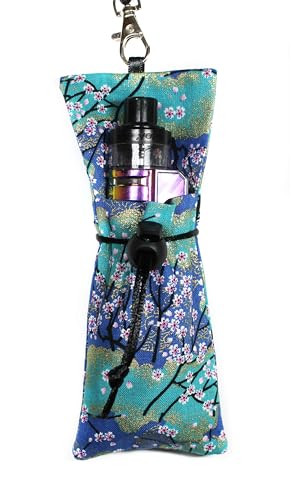 Etui vapoteuse cigarette électronique en tissu avec cordon tour de cou (Cerisier bleu avec cordon de serrage)