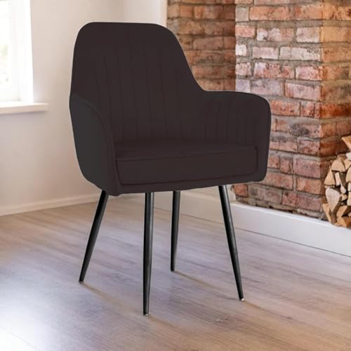 Image of Velvet Accent Chair | Luxury Upholstered Armchair with Sturdy Metal Legs | Modern Comfortable Chair for Living Room, Bedroom, Office, or Cafe (Black Legs, Black)