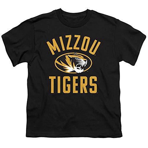 Mizzou University of Missouri Official Mizzou Tigers Logo Unisex Youth T Shirt,Black, Large
