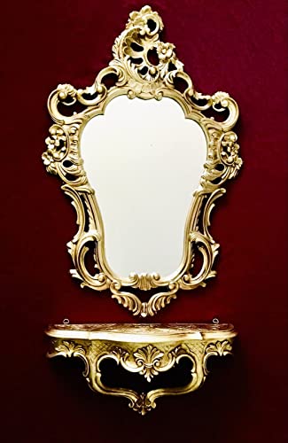 Artissimo Miroir mural baroque avec console murale, console en or 50 x 76 cm 3039+cp68gold