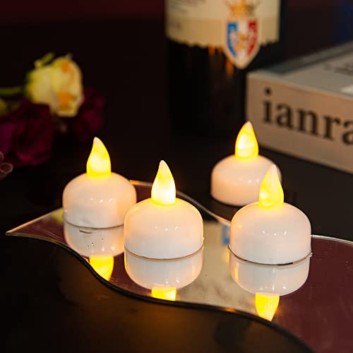 Image of One94Store Plastic 12 Pcs Water Activated Sensor Tea Lights, Waterproof Flameless Tea Lights, Floating Led Candles for Bathtub Wedding Decorative Floating Tealight Candles (12 Piece, Yellow, 2 Cm)