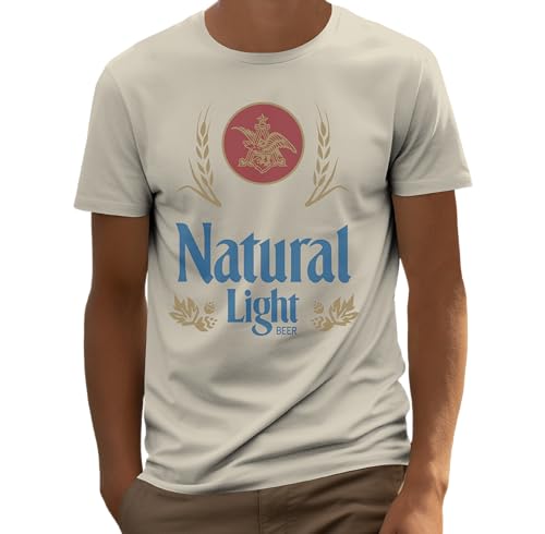 Natty Light Vintage Logo Mens and Womens Short Sleeve T-Shirt (Beige Large)
